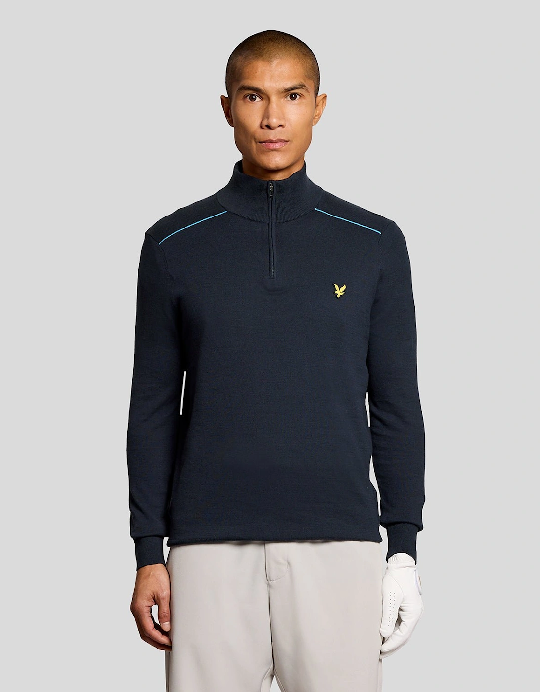 Lyle And Scott Men's Black Cotton Tipped 1/4 Zip Jumper  44 Xxl