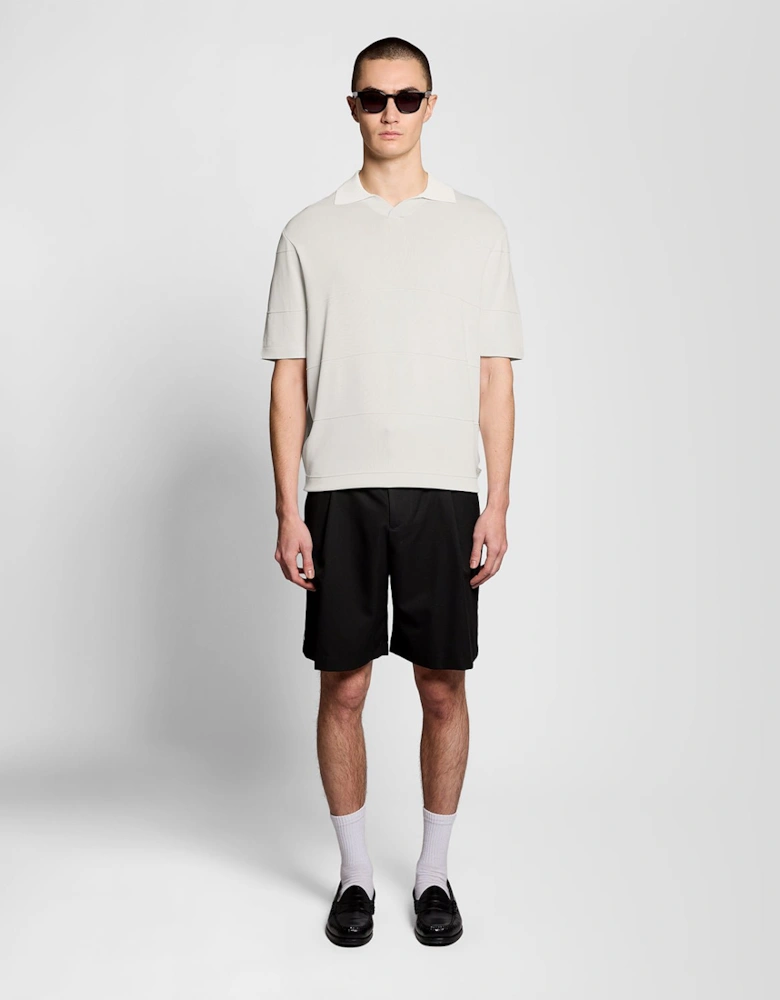 Open Collar Fine Knitted Polo Shirt
