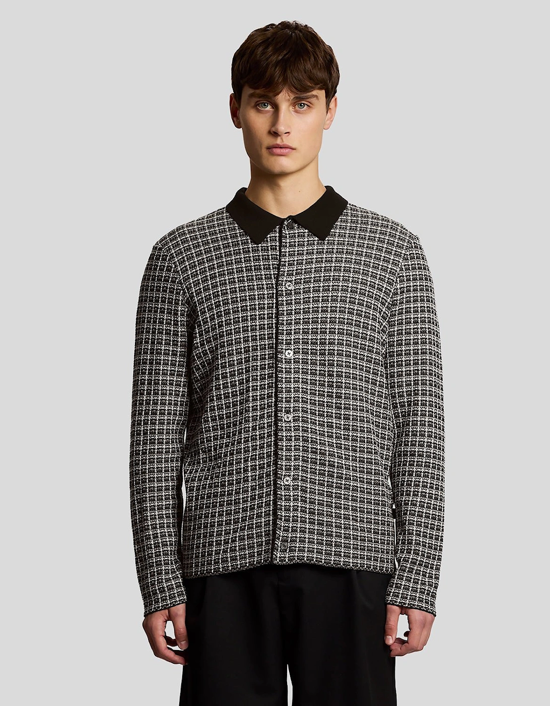 Lyle And Scott Men's Basketweave Knitted Collared Cardigan  44 Xxl