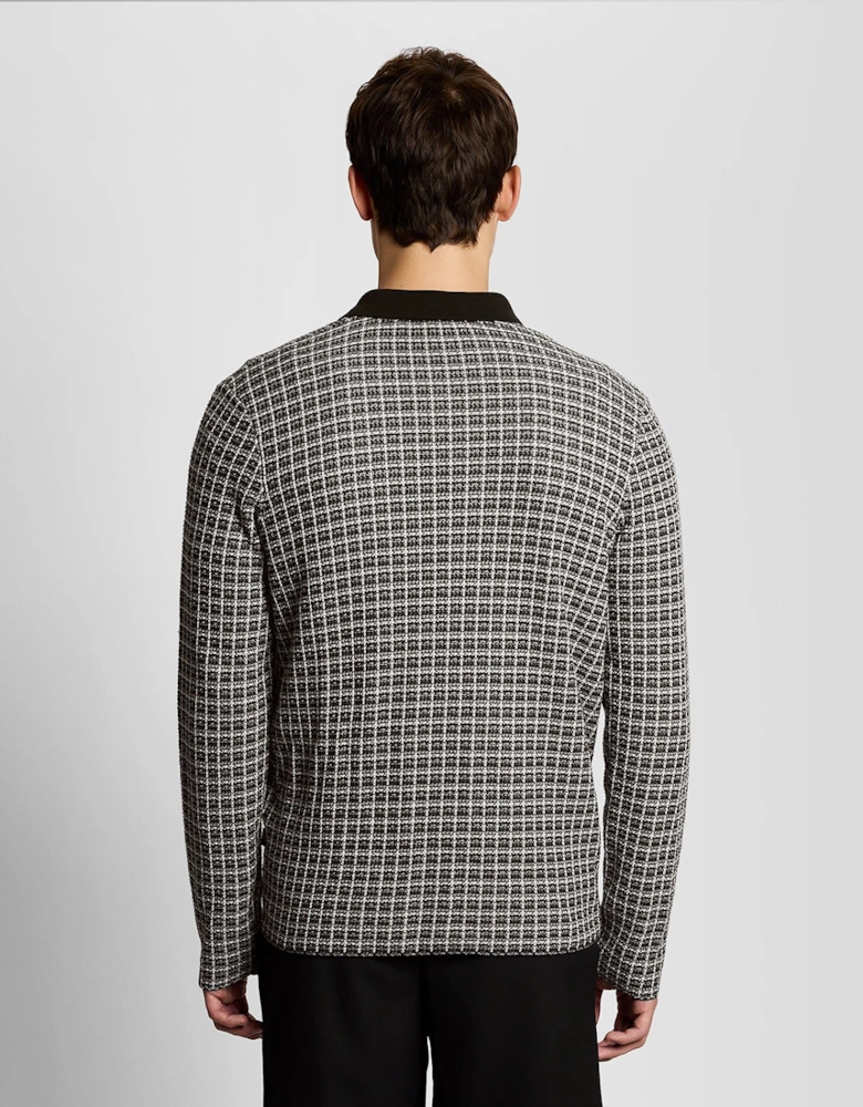 Basketweave Knitted Collared Cardigan