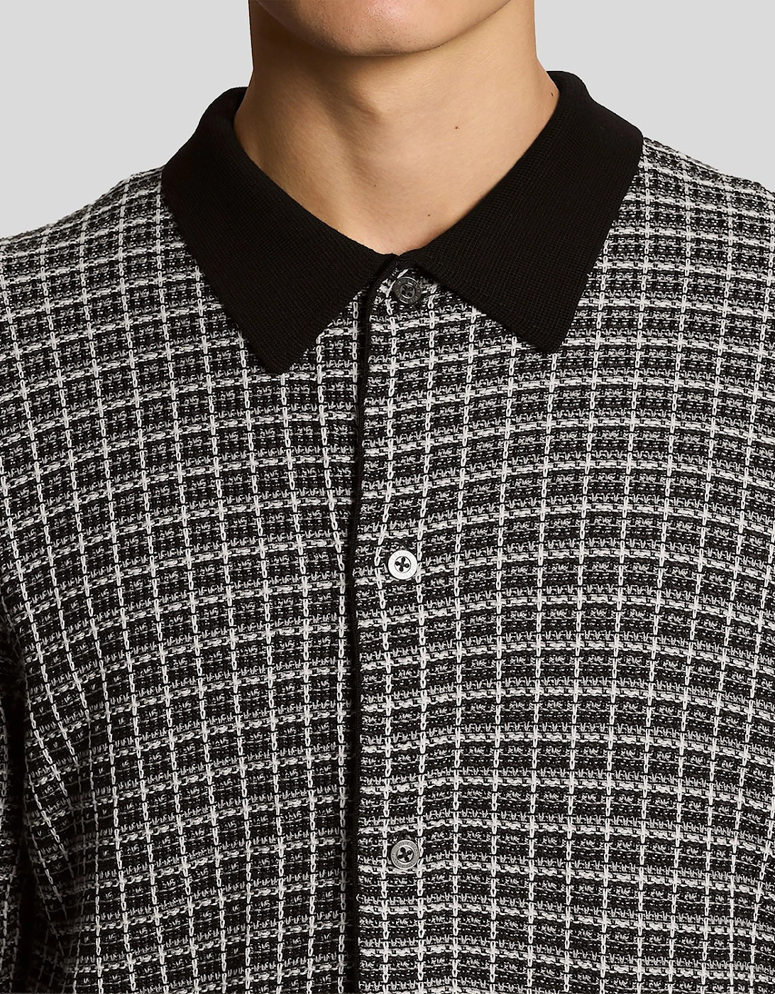 Basketweave Knitted Collared Cardigan