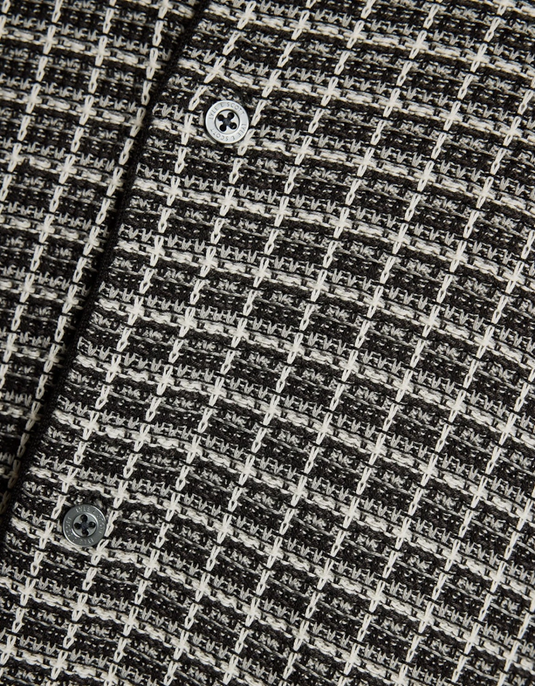 Basketweave Knitted Collared Cardigan