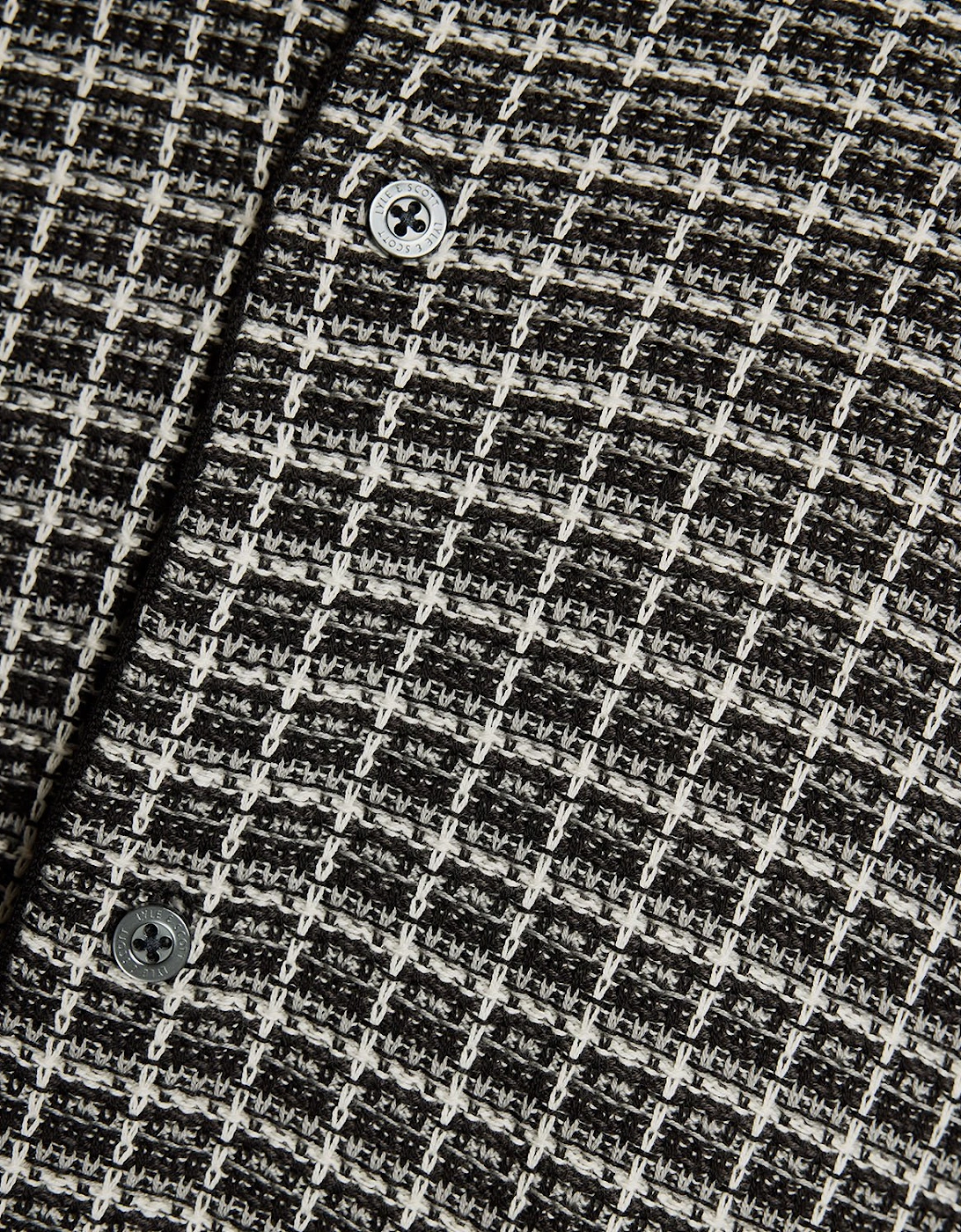 Basketweave Knitted Collared Cardigan