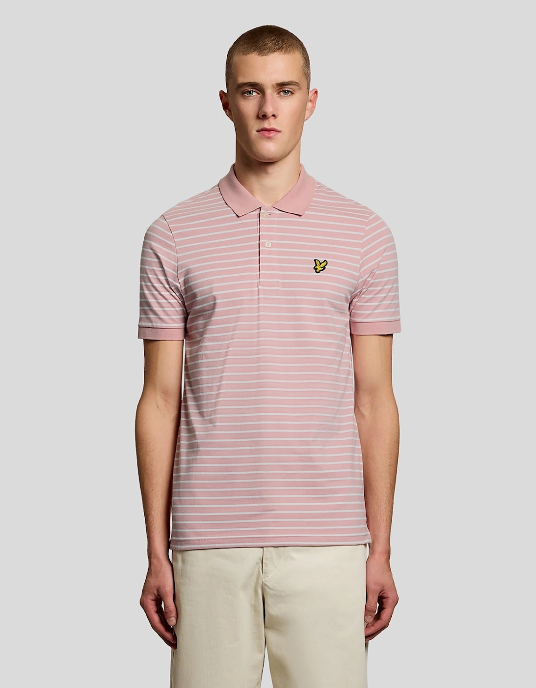 Lyle And Scott Men's Pink Pique Breton Polo Shirt  44 Xxl