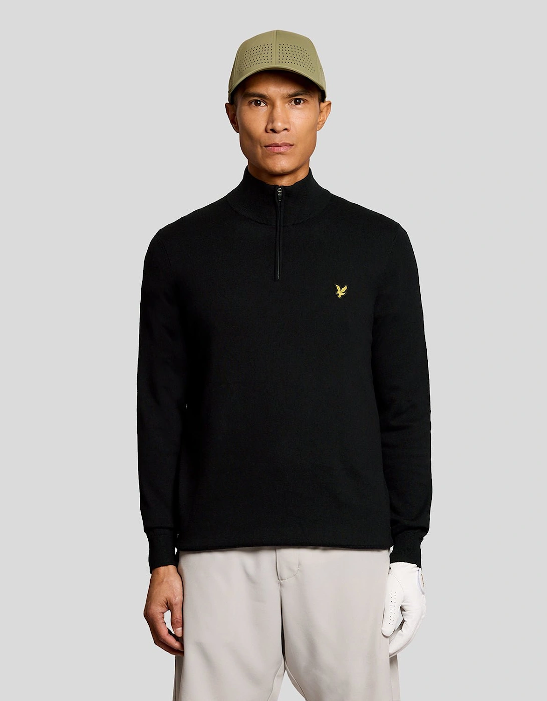 Lyle And Scott Men's Black Performance 1/4 Zip Jumper - Size 40