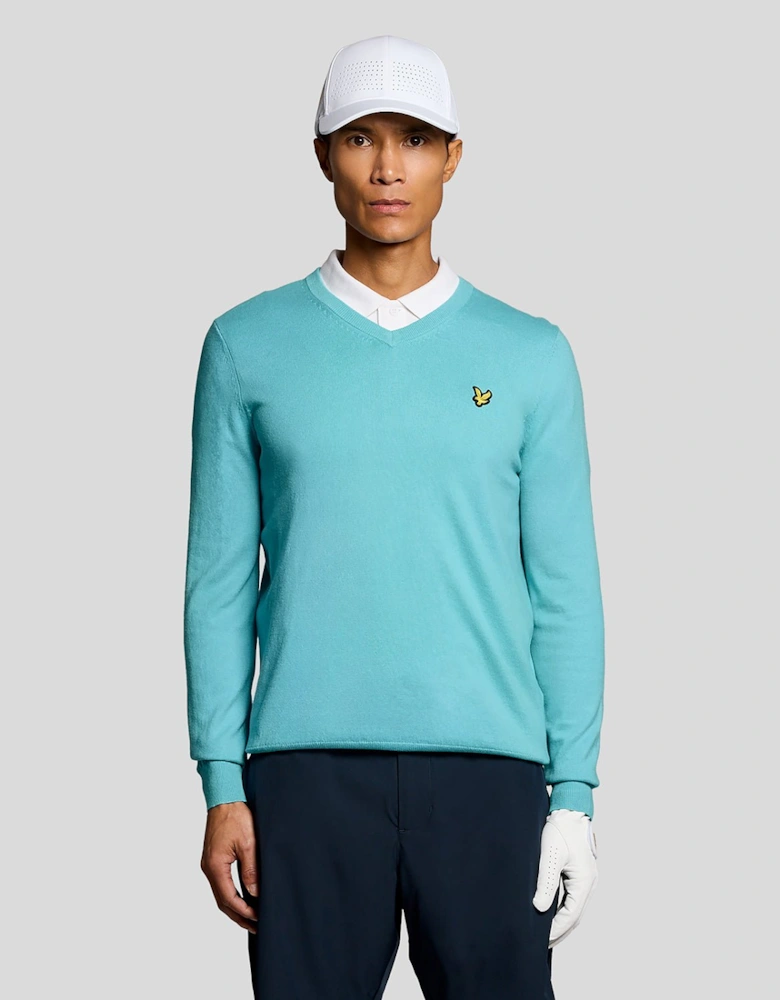 Cotton Blend V-Neck Jumper