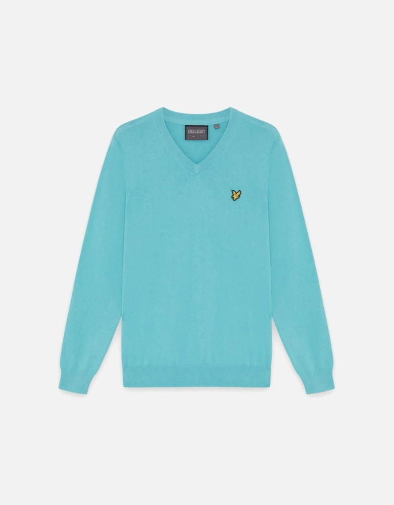 Cotton Blend V-Neck Jumper