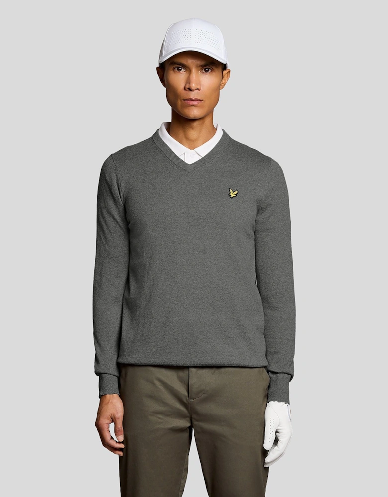 Cotton Blend V-Neck Jumper