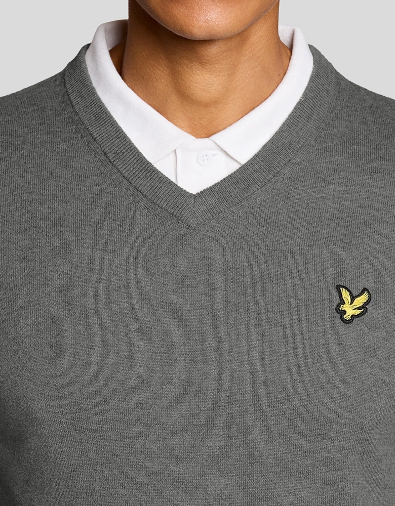 Cotton Blend V-Neck Jumper