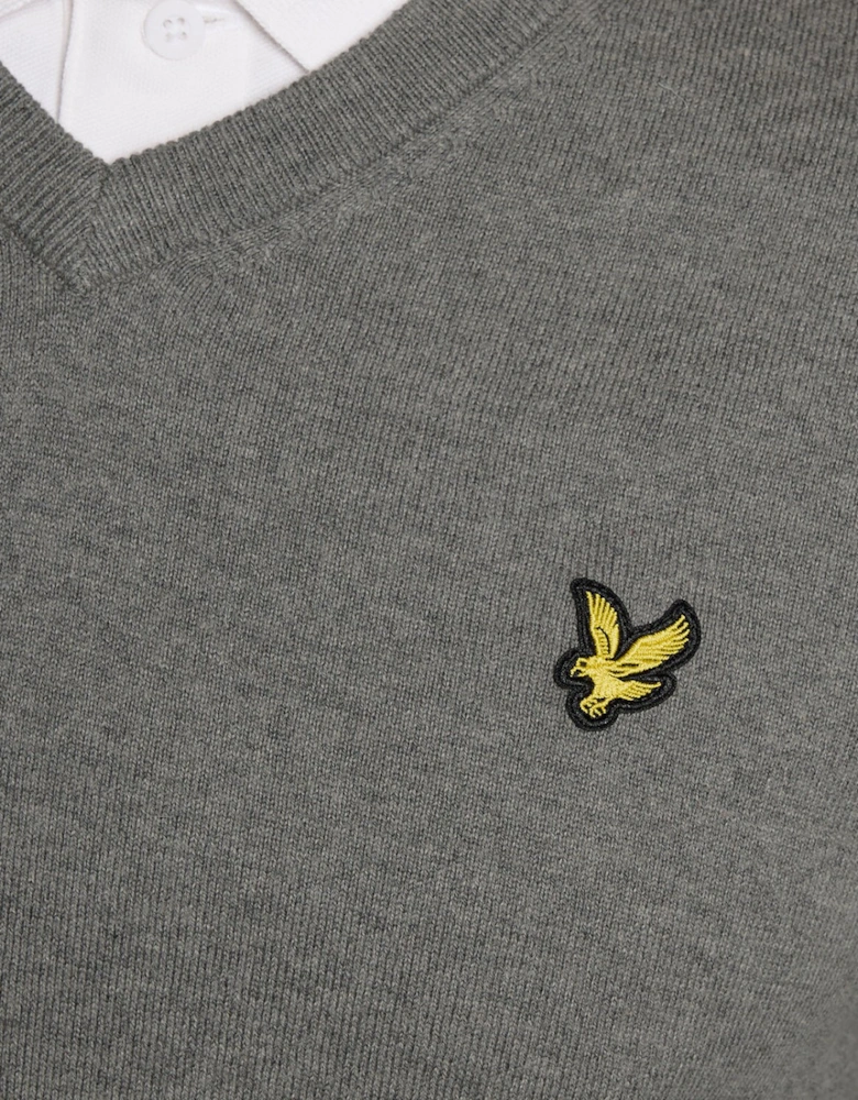 Cotton Blend V-Neck Jumper