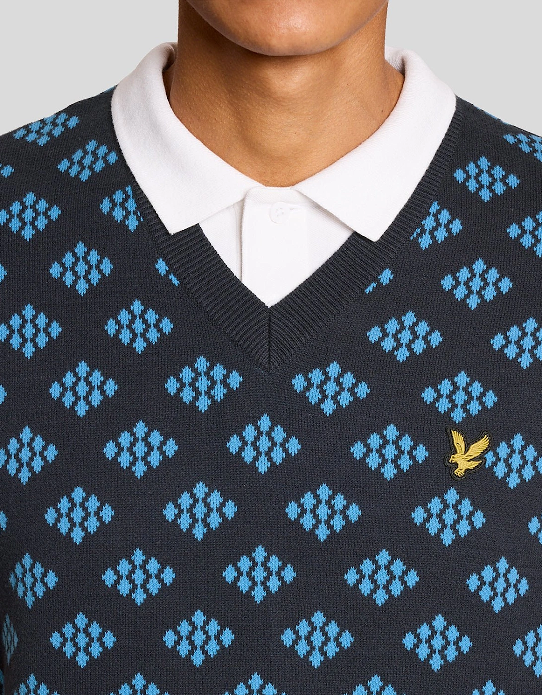 Cotton V-Neck Argyle Vest