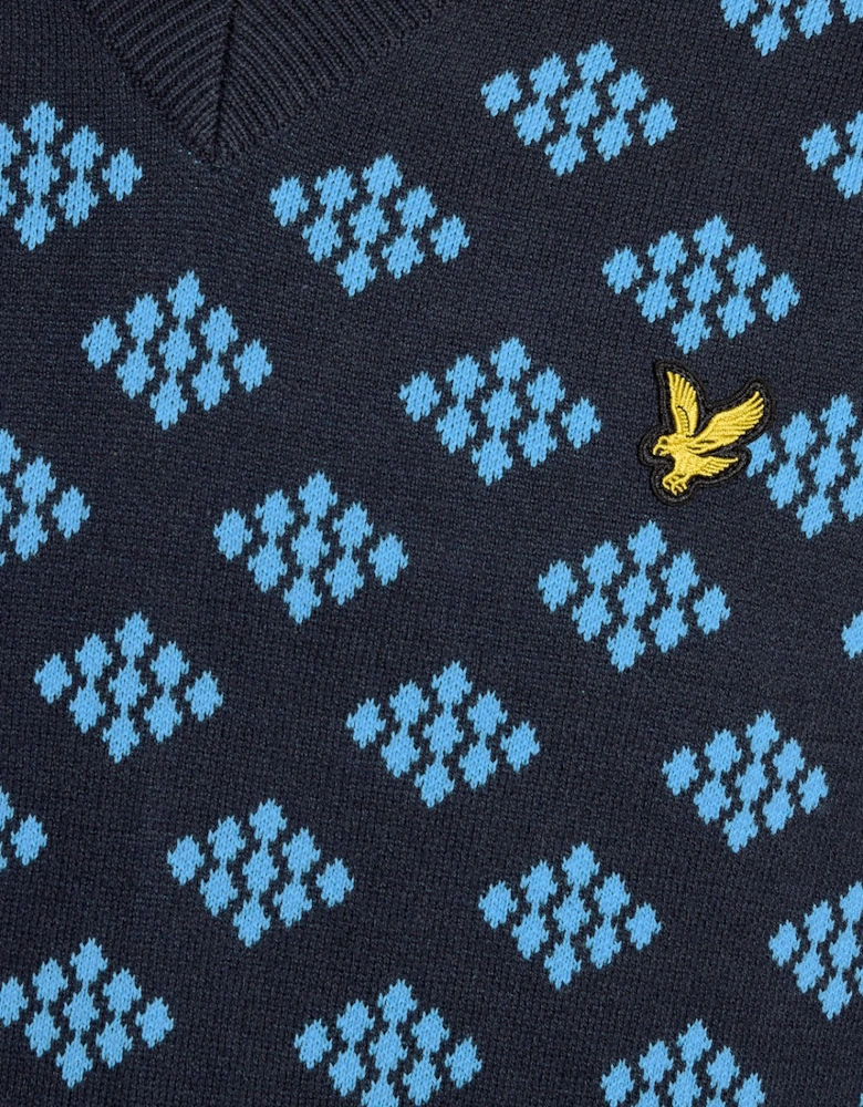 Cotton V-Neck Argyle Vest