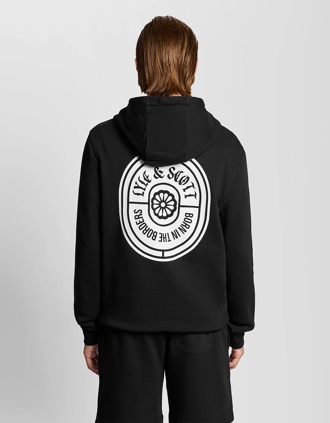 Lyle And Scott Men's Black Graphic Badge Cotton Hoodie - Size L