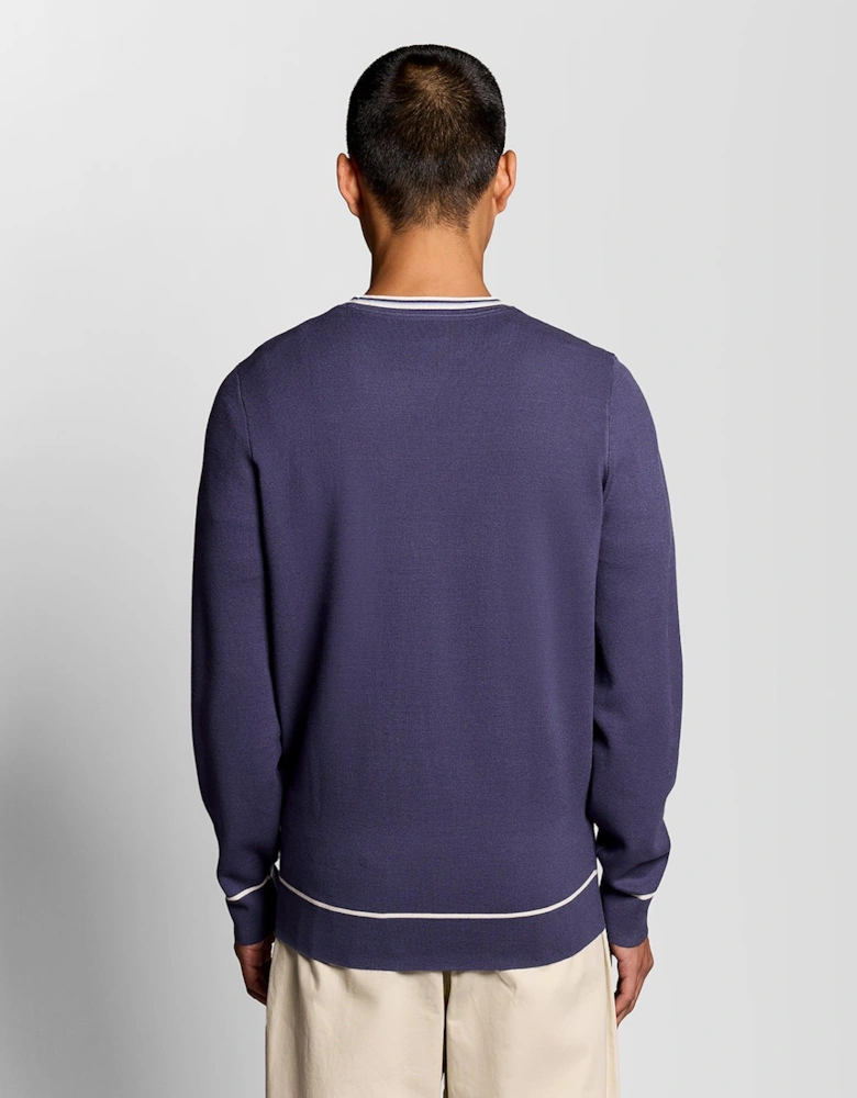 Tipped Knitted Crew Neck Jumper