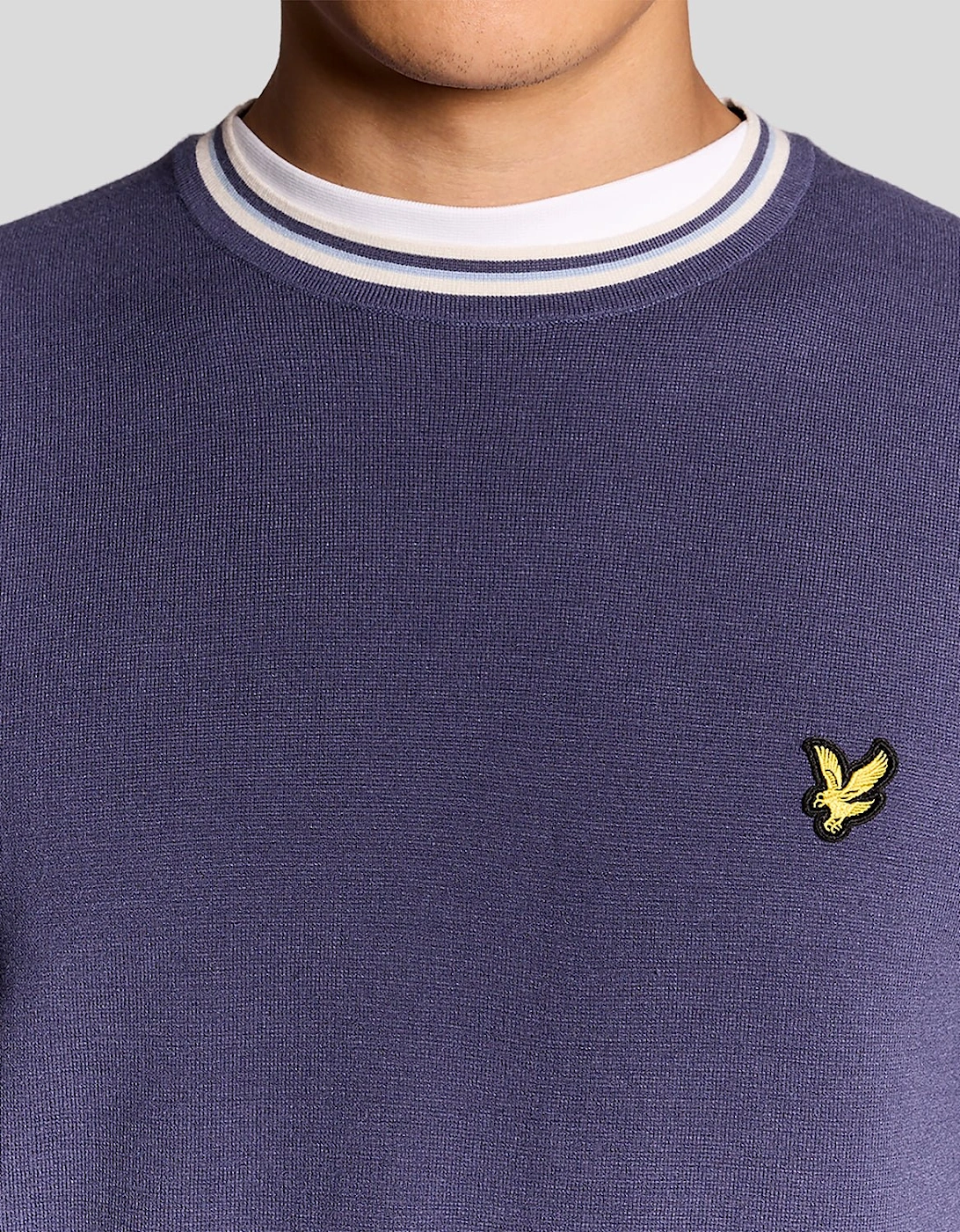 Tipped Knitted Crew Neck Jumper