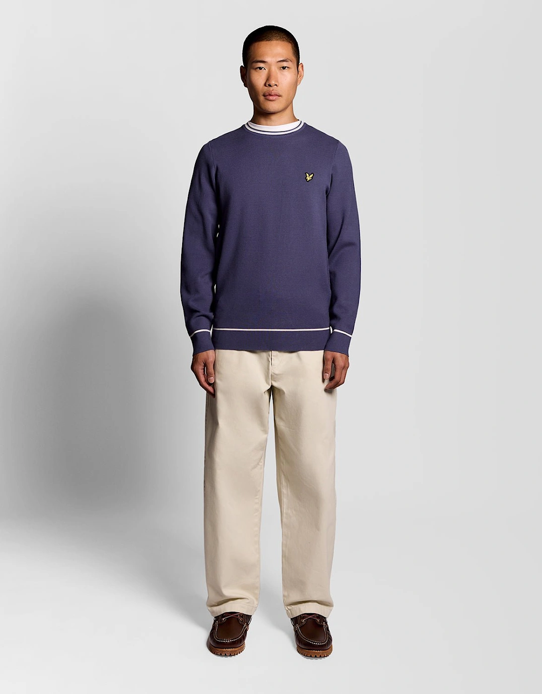 Tipped Knitted Crew Neck Jumper