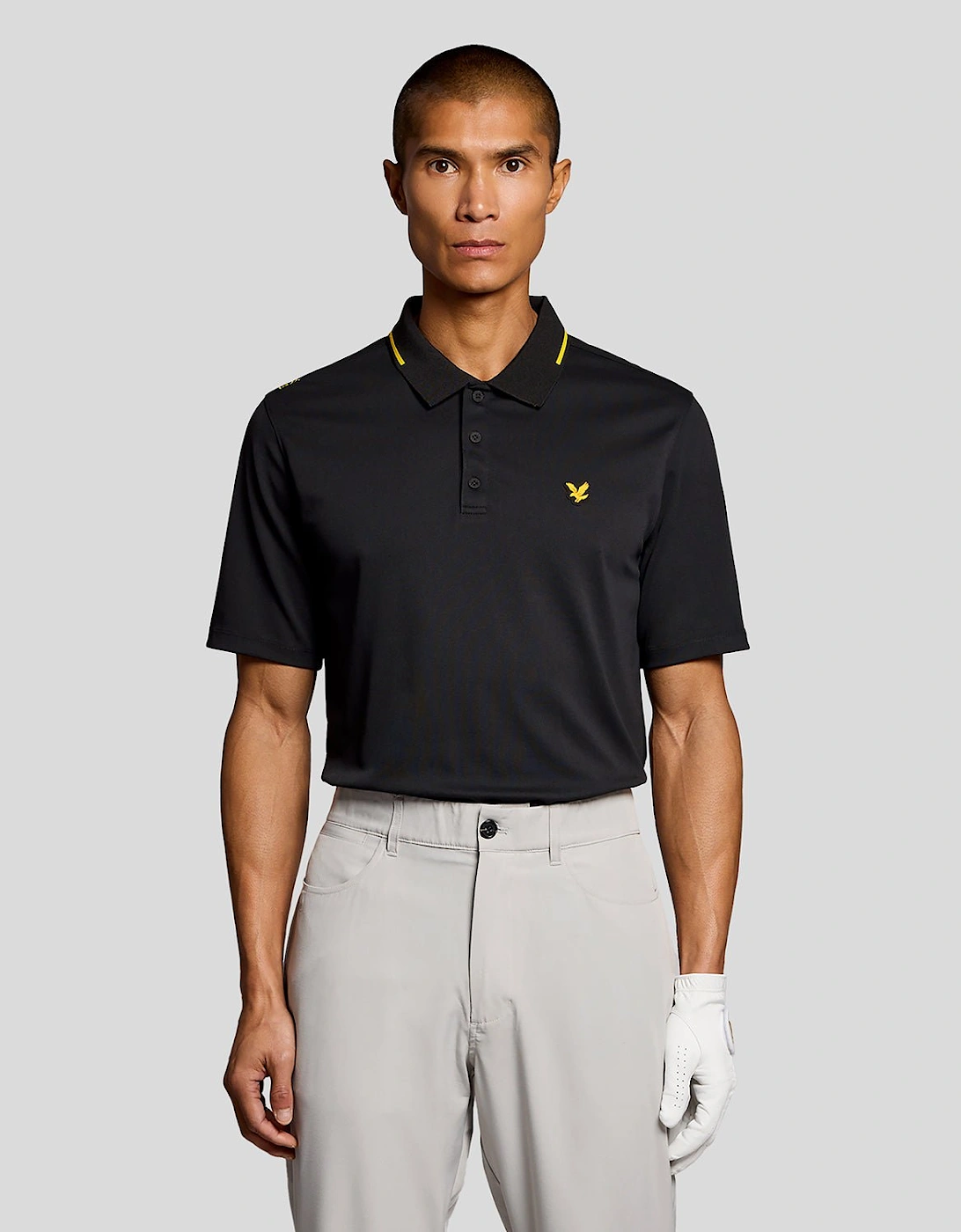 Lyle And Scott Men's Black Tipped Technical Polo Shirt  Xl