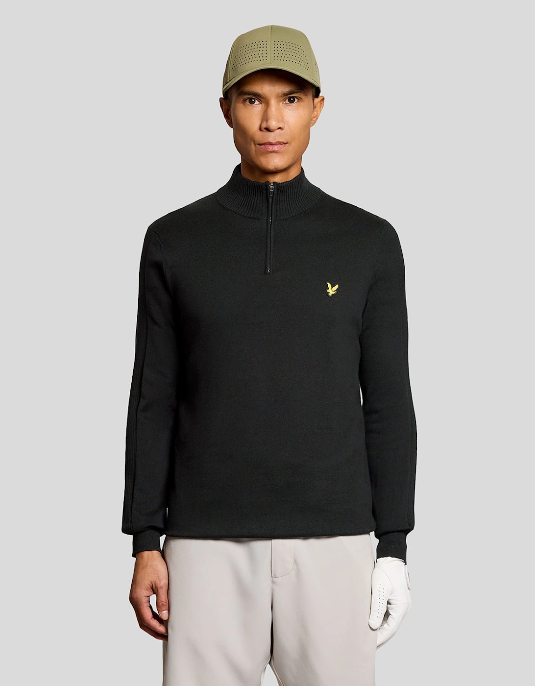 Lyle And Scott Men's Black Cotton Blend 1/4 Zip Jumper - Size: 42