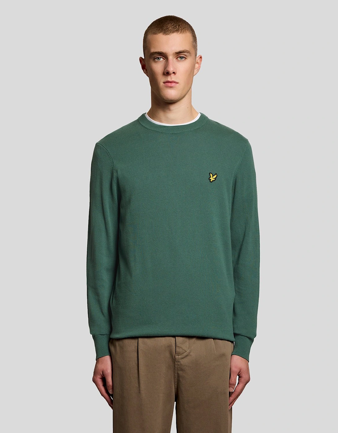 Lyle And Scott Men's Green Cotton Crew Neck Jumper  42 Xl