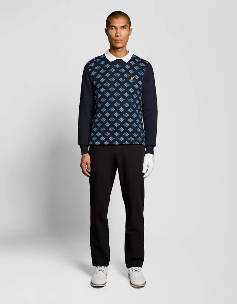 Cotton Crew Neck Argyle Jumper