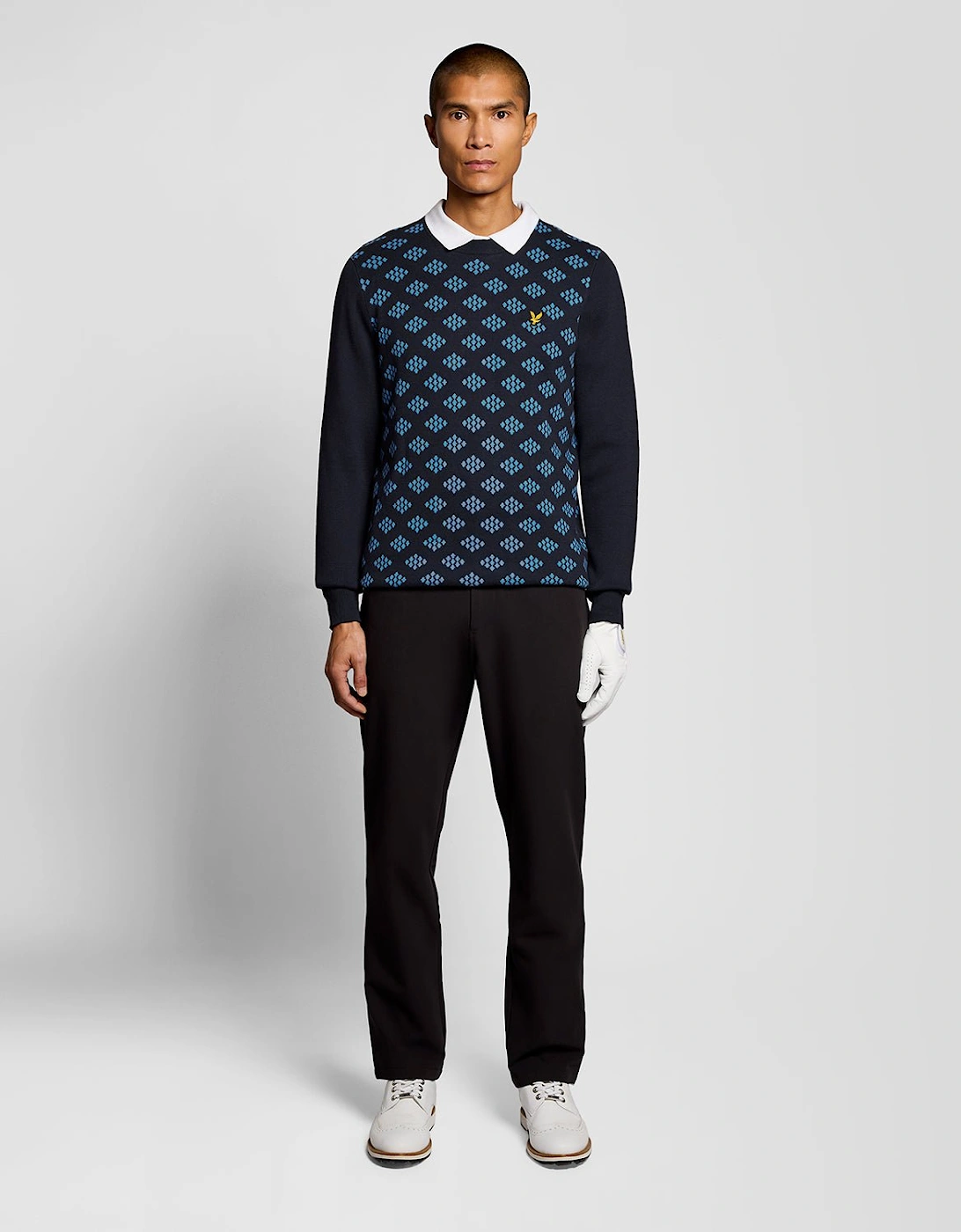 Cotton Crew Neck Argyle Jumper