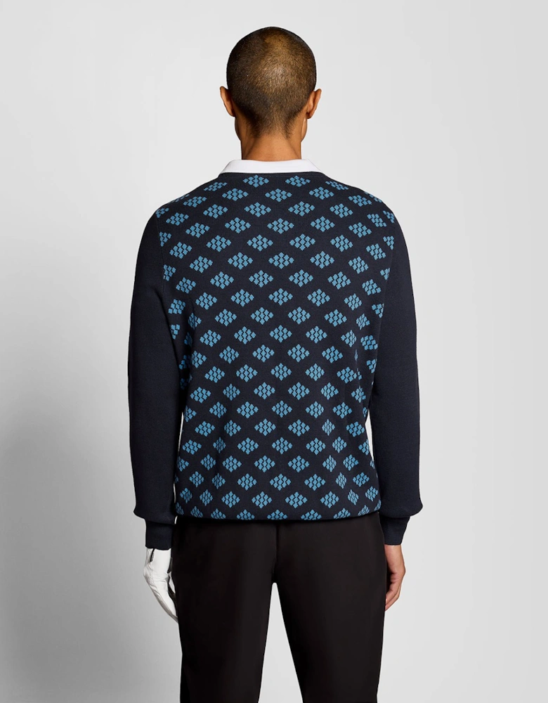 Cotton Crew Neck Argyle Jumper