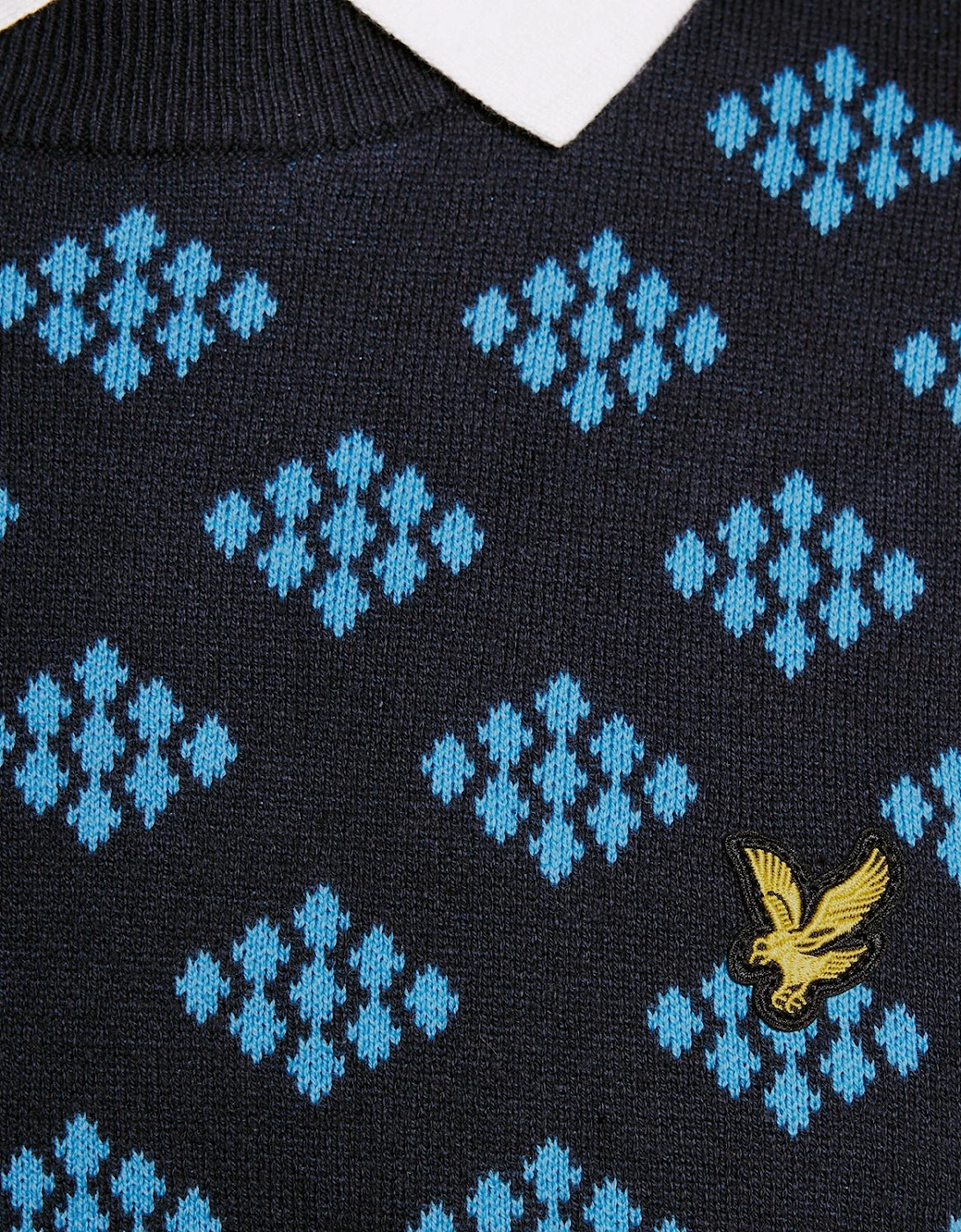 Cotton Crew Neck Argyle Jumper