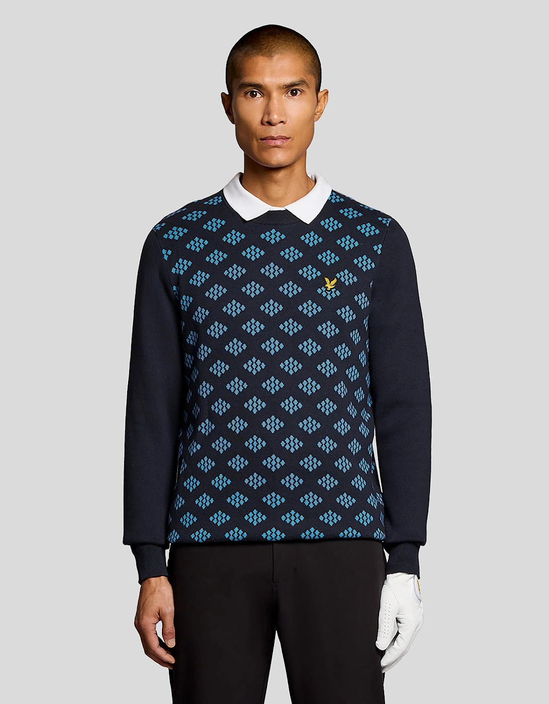 Lyle And Scott Men's Cotton Crew Neck Argyle Jumper  34 Xs