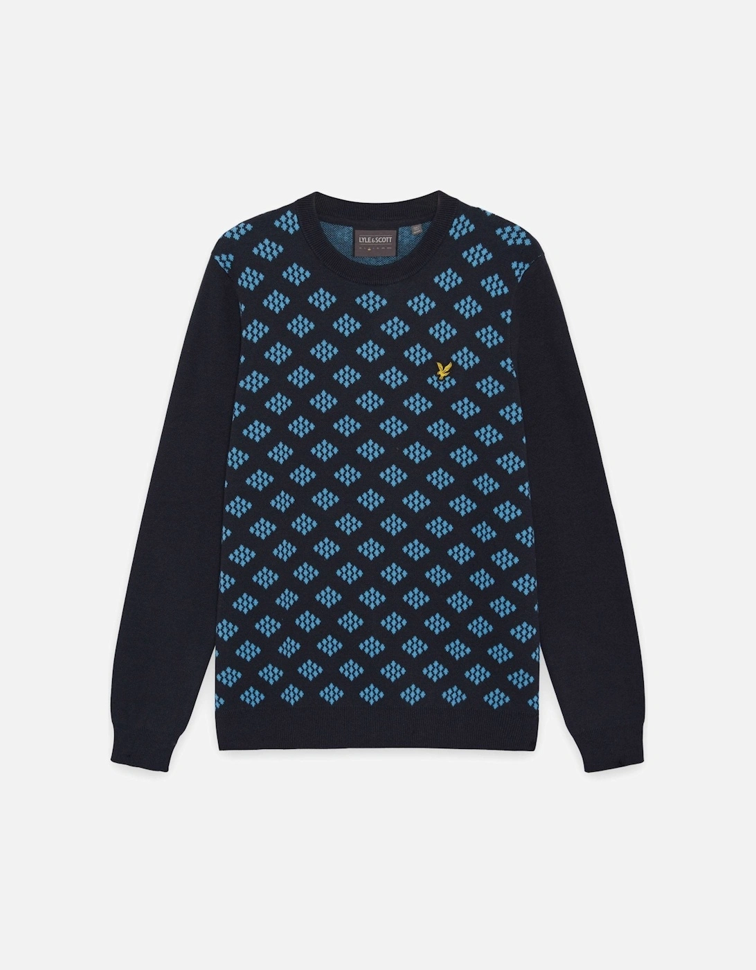 Cotton Crew Neck Argyle Jumper