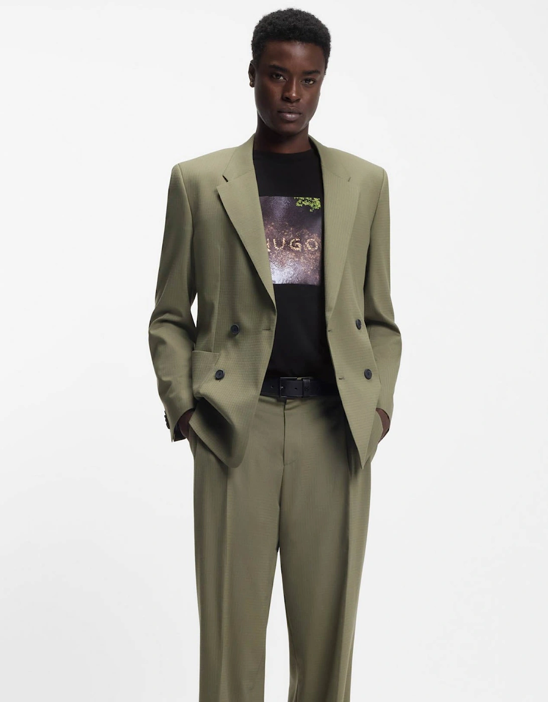 HUGO Doreston Mens Graphic T-Shirt - Black 001