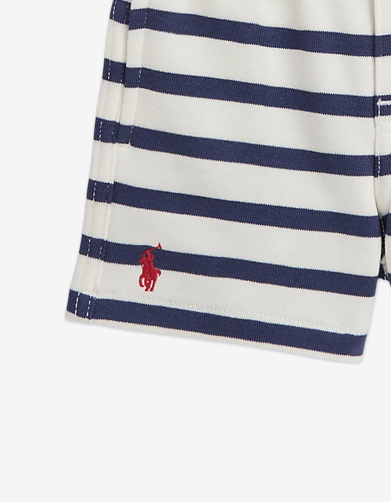 Baby Boys Striped French Terry Short Set in White