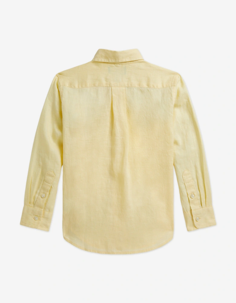 Boys Linen Logo Shirt in Yellow