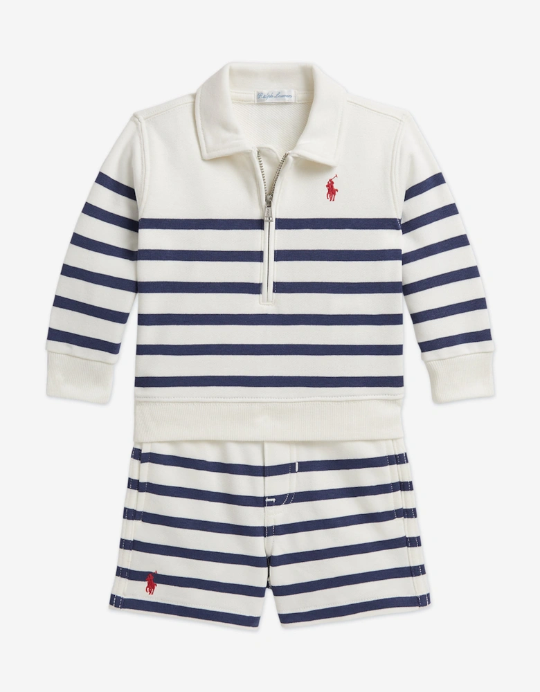 Baby Boys Striped French Terry Short Set in White