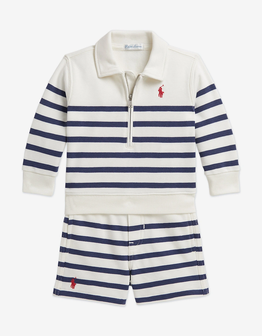 Baby Boys Striped French Terry Short Set in White, 5 of 4