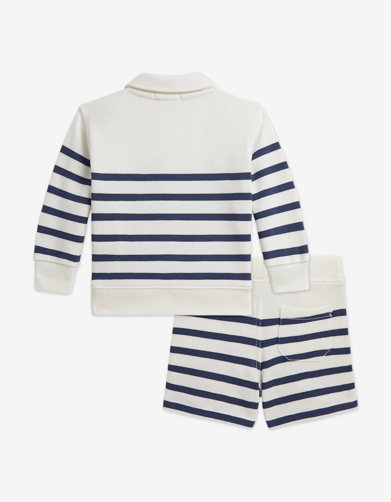Baby Boys Striped French Terry Short Set in White