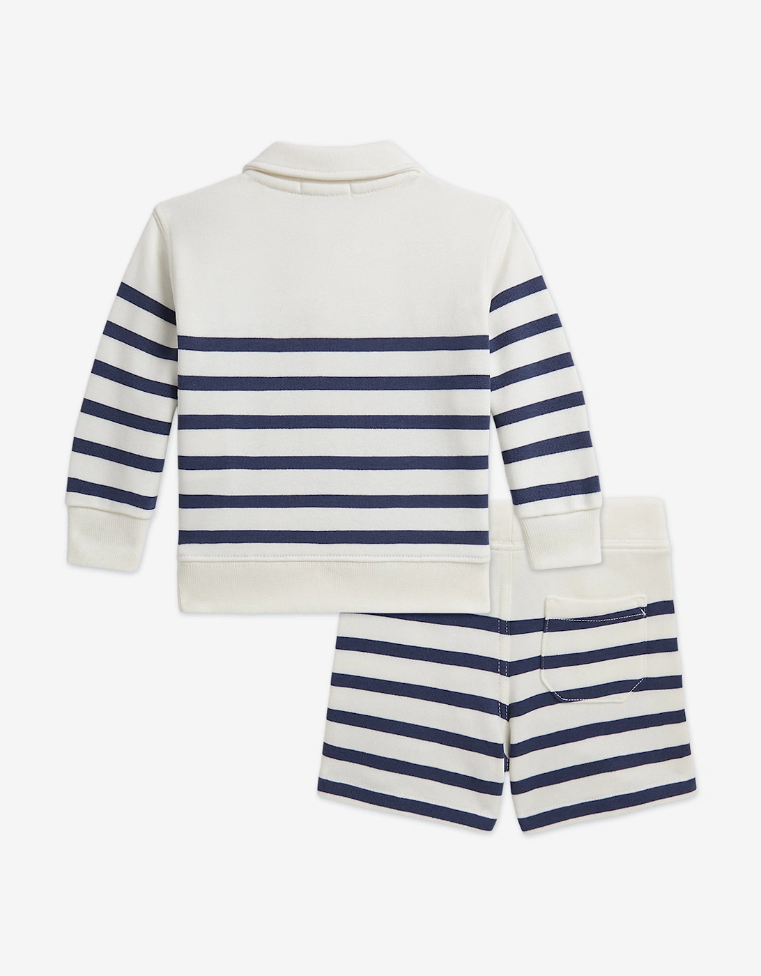 Baby Boys Striped French Terry Short Set in White