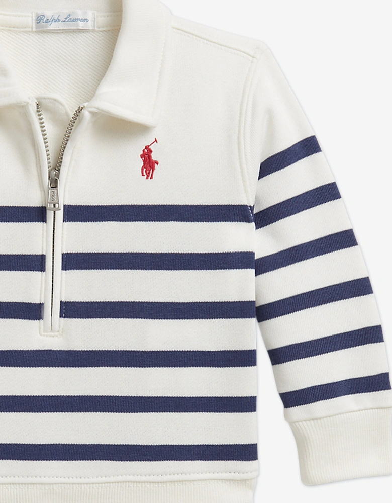 Baby Boys Striped French Terry Short Set in White