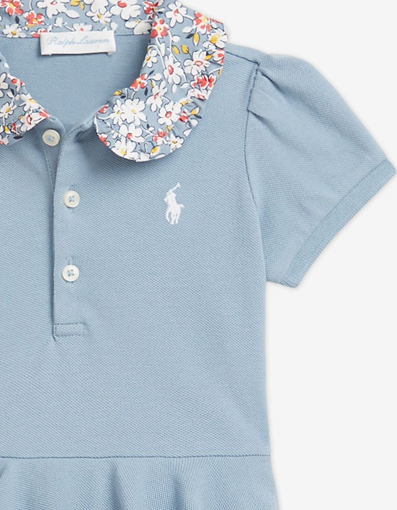 Baby Girls Peplum Romper in Blue