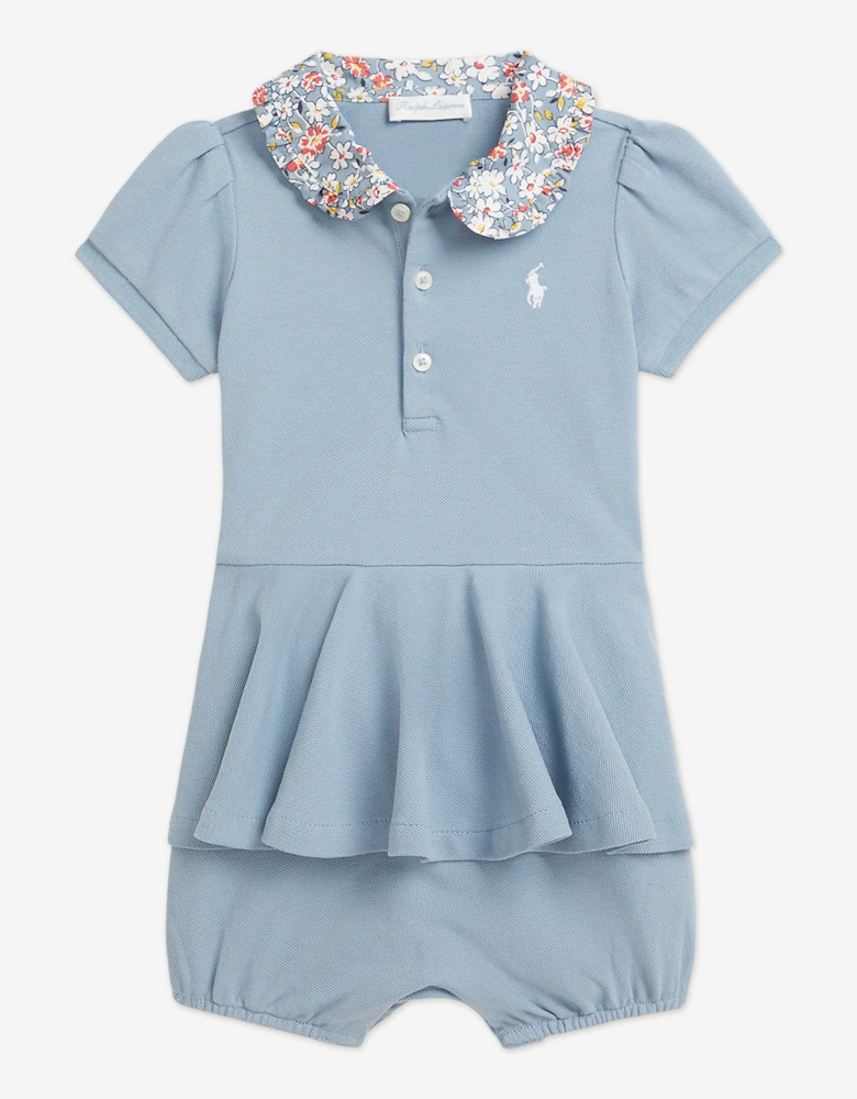 Baby Girls Peplum Romper in Blue