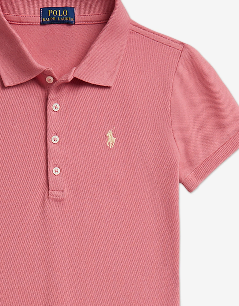Girls Flare Polo Dress in Pink