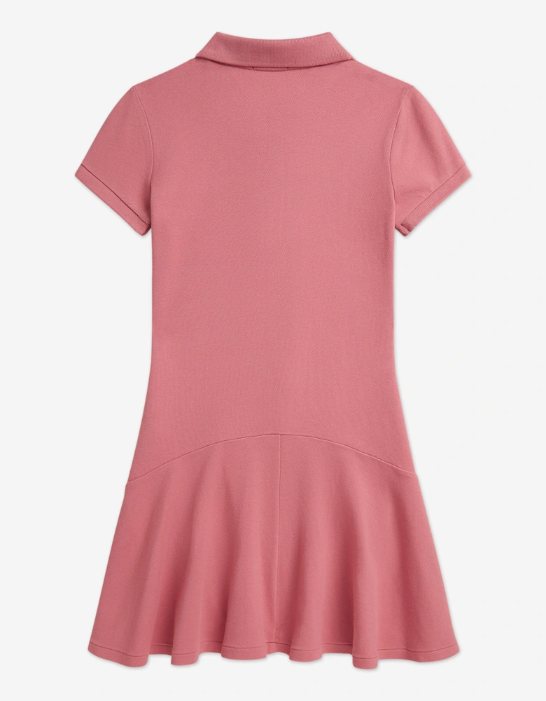 Girls Flare Polo Dress in Pink