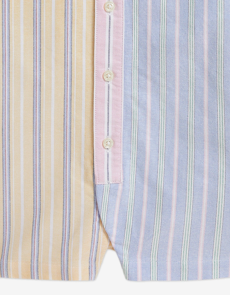 Baby Boys Striped Oxford Romper in Blue