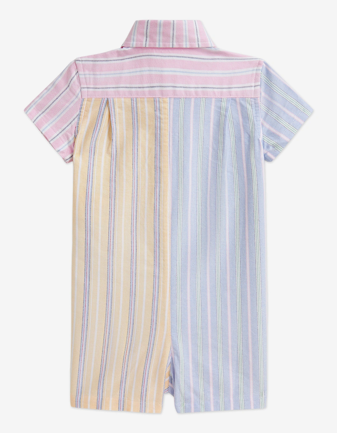 Baby Boys Striped Oxford Romper in Blue