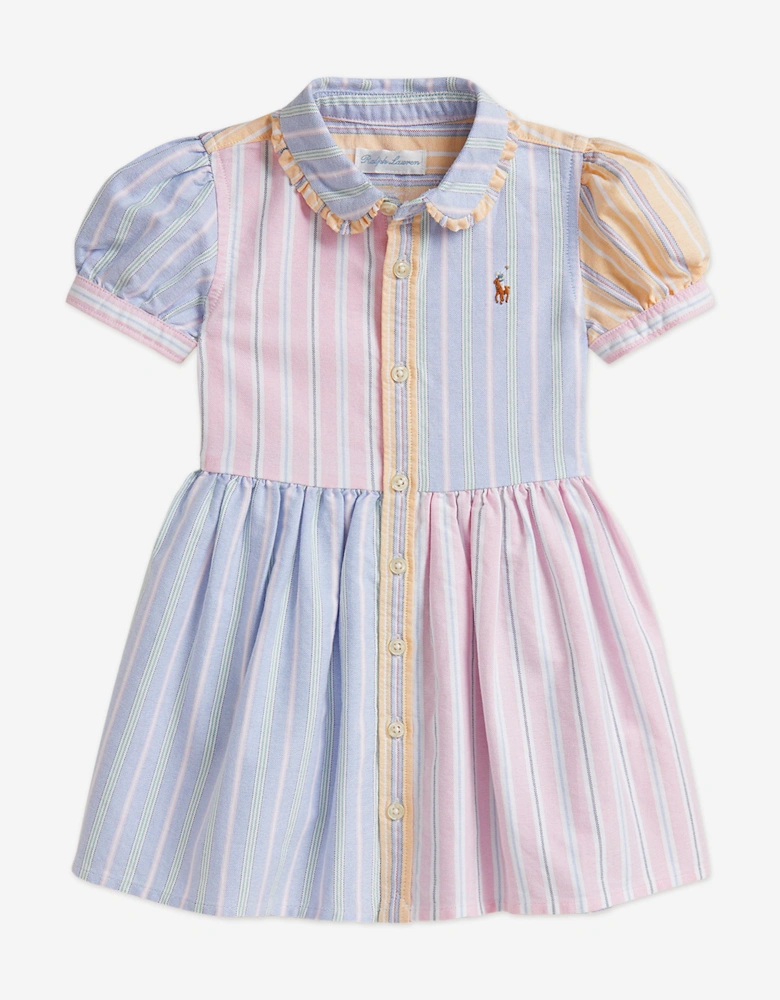 Baby Girls Striped Classic Oxford Shirt Dress in Blue