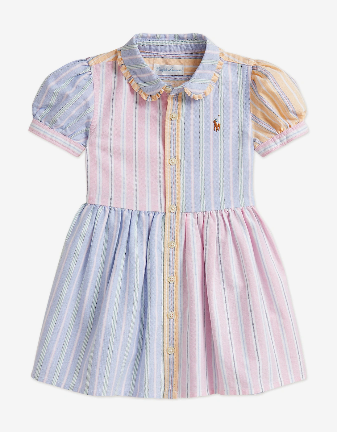 Baby Girls Striped Classic Oxford Shirt Dress in Blue