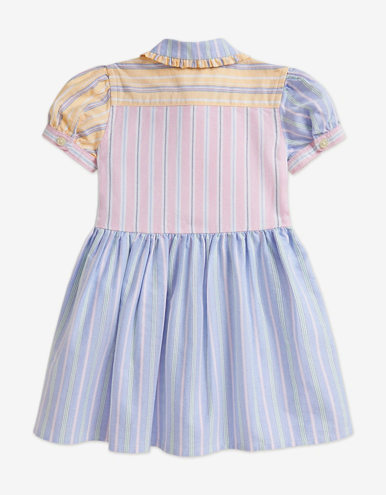Baby Girls Striped Classic Oxford Shirt Dress in Blue