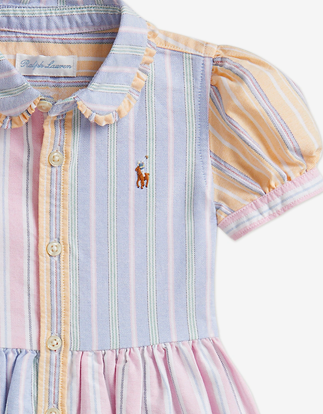 Baby Girls Striped Classic Oxford Shirt Dress in Blue