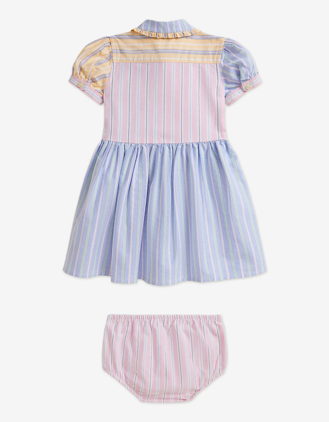 Baby Girls Striped Classic Oxford Shirt Dress in Blue