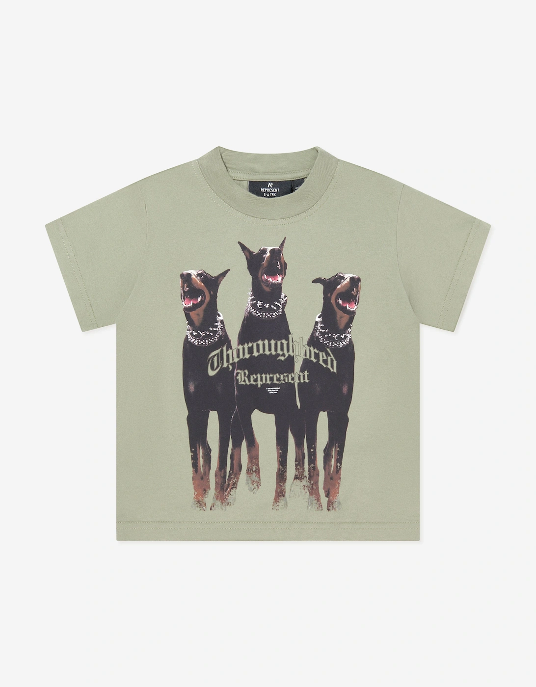Represent Girls Green Mini Thoroughbred T-Shirt In - Size: 4 Years/5 Years Kids