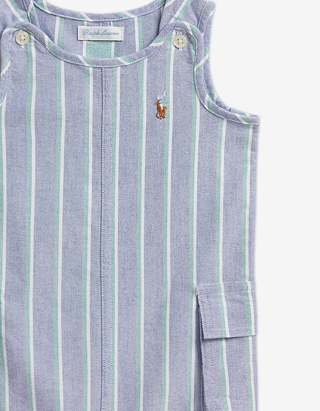 Baby Boys Striped Oxford Romper Set in Blue